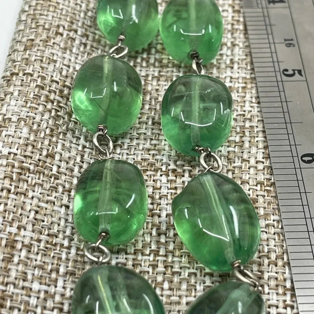 Vintage Gerard Yosca Signed Sterling 925 Chalcedony Pendant Green Bead Necklace - Picture 11 of 16